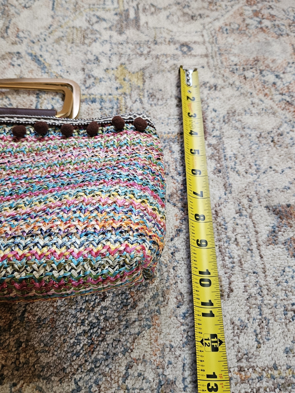 GUESS Burgundy Quilted Wallet & Multicolor Woven Straw Pom Pom Clutch Bag Set - Picture 7 of 11